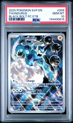 2025 POKEMON SVP BLACK BOLT POKEMON CENTER ETB PROMO #209 THUNDURUS PSA 10 - Image 1