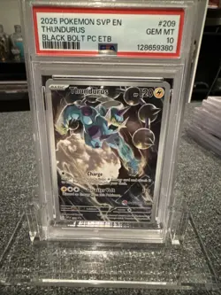 2025 POKEMON BLACK BOLT POKEMON CENTER ETB PROMO SVP #209 THUNDURUS PSA 10 - Image 1