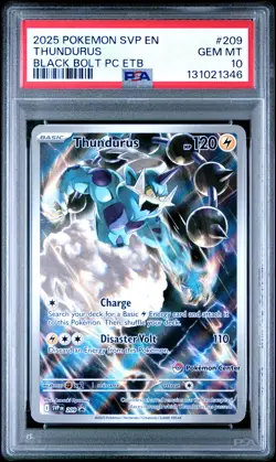 2025 POKEMON SVP BLACK BOLT POKEMON CENTER ETB PROMO #209 THUNDURUS PSA 10 - Image 1