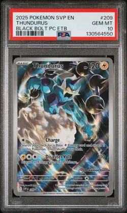 2025 POKEMON BLACK BOLT POKEMON CENTER ETB PROMO SVP #209 THUNDURUS PSA 10 - Image 1