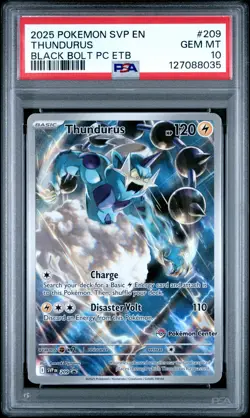 2025 POKEMON BLACK BOLT POKEMON CENTER ETB PROMO SVP #209 THUNDURUS PSA 10 - Image 1