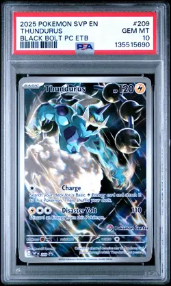 2025 POKEMON BLACK BOLT POKEMON CENTER ETB PROMO SVP #209 THUNDURUS PSA 10 - Image 1