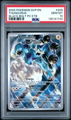 2025 POKEMON BLACK BOLT POKEMON CENTER ETB PROMO SVP #209 THUNDURUS PSA 10 - Image 1