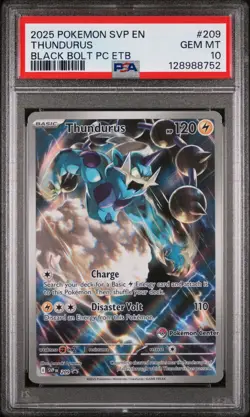 2025 POKEMON BLACK BOLT POKEMON CENTER ETB PROMO SVP #209 THUNDURUS PSA 10 - Image 1