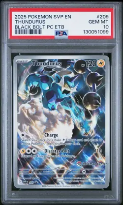 2025 Pokemon SVP EN Thundurus #209 Promo Black Bolt Pokemon Center ETB PSA 10 - Image 1