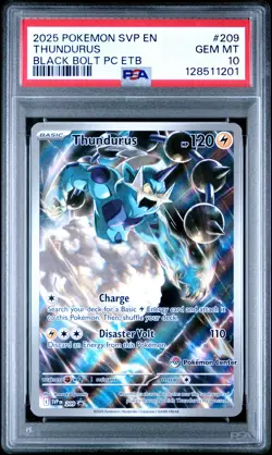 2025 POKEMON SVP BLACK BOLT POKEMON CENTER ETB PROMO #209 THUNDURUS PSA 10 - Image 1