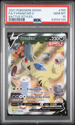 PSA 10 Tyranitar V #155/163 Alternate Full Art 2021 Pokemon SwSh Battle Styles - Image 1