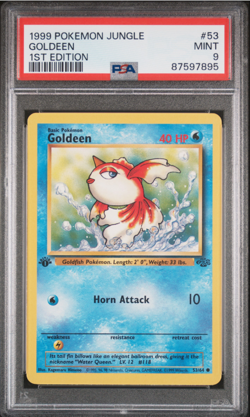 1999 Jungle #53 Goldeen 1st Edition PSA 9 Mint Pokemon - Image 1