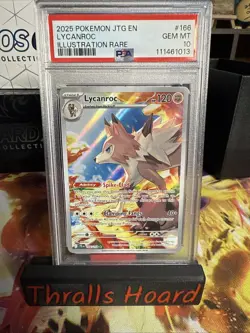 Pokemon TCG Lycanroc Illustration Rare Card Journey Together 166/159 PSA 10 - Image 1