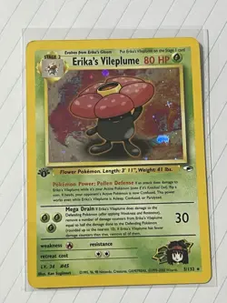 Pokemon Erika's Vileplume Gym Heroes 1st Edition Holo Rare 80HP 005/132 English - Image 1