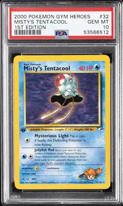 2000 POKEMON GYM HEROES 1ST ED #32 MISTY'S TENTACOOL PSA 10 - Image 1