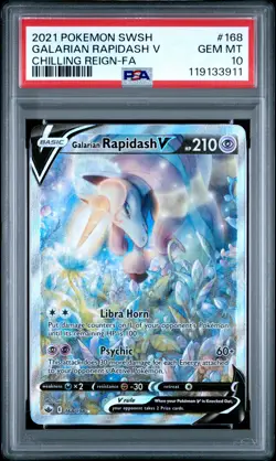 2021 POKEMON SWORD & SHIELD CHILLING REIGN FULL ART/GALARIAN RAPIDASH V PSA 10 - Image 1