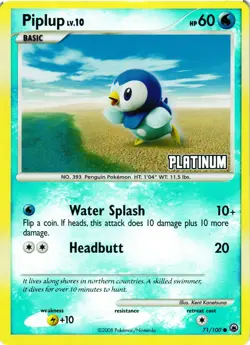 Pokemon TCG Piplup Majestic Dawn 71/100 Reverse Holo Common VLP - Image 1