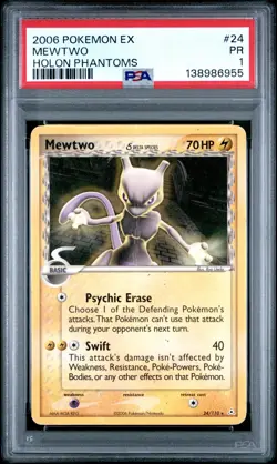 2006 POKEMON EX HOLON PHANTOMS #24 MEWTWO PSA 1 - Image 1