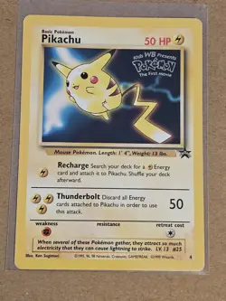 Pikachu #4 1999 WB Black Star Promo Pokemon the First Movie Pokemon TCG NM WOTC - Image 1