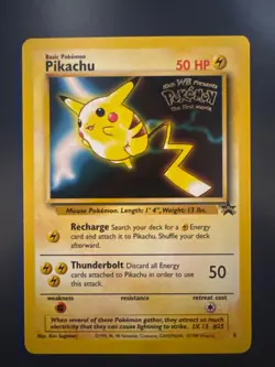 Pikachu #4 1999 WB Black Star Promo Pokemon the First Movie Pokemon TCG LP - Image 1