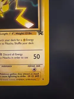 Pikachu #4 1999 WB Black Star Promo Pokemon the First Movie Pokemon TCG LP - Image 5