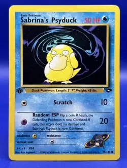 Pokemon Card 1st Edition Sabrina’s Psyduck 99/132 Gym Challenge LP - Image 1
