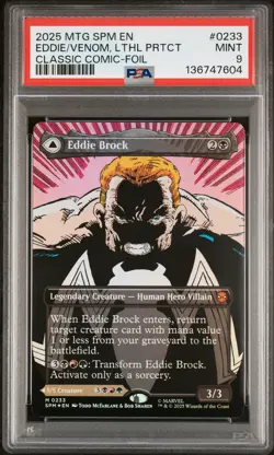 2025 MTG MARVEL'S SPIDER-MAN #0233 EDDIE BROCK/VENOM, LETHAL PROTECTOR PSA 9 - Image 1