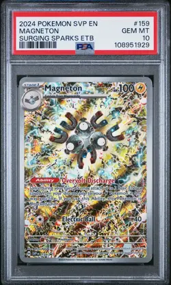2024 POKEMON SVP EN-SV SURGING SPARKS ETB PROMO #159 MAGNETON PSA 10 - Image 1