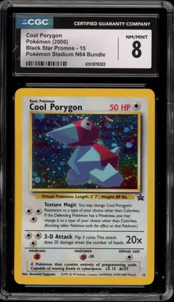 Pokemon Cool Porygon Pokemon Stadium N64 Black Star Holo Promo #15 CGC 8 - Image 1