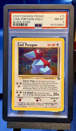 Cool Porygon 15 Black Star Promo WoTC PSA 8 *SWIRL* - Image 1