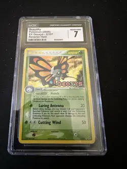 CGC 7 NEAR MINT Beautifly 2005 EX Deoxys 2/107 Reverse Holo Pokemon Card - Image 1