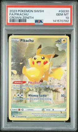 2023 POKEMON SWORD & SHIELD CROWN ZENITH #GG30 FULL ART/PIKACHU PSA 10 - Image 1