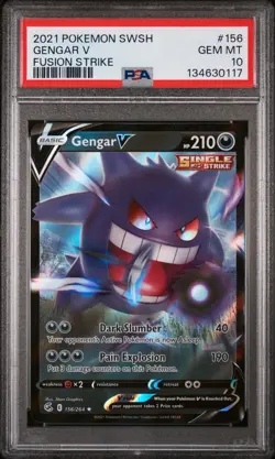 2021 POKEMON SWORD & SHIELD FUSION STRIKE #156 GENGAR V PSA 10 - Image 1