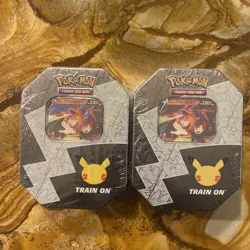 Pokemon 25th Anniversary Celebrations Tin 2 Pack ~ Lance's Charizard V Sealed - Image 1