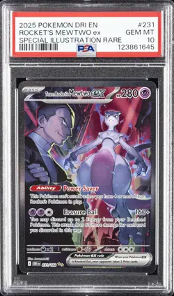 2025 POKEMON DRI EN-DESTINED RIVALS #231 TEAM ROCKET'S MEWTWO EX PSA 10 - Image 1