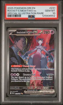 2025 POKEMON DRI EN-DESTINED RIVALS #231 TEAM ROCKET'S MEWTWO EX PSA 10 - Image 1