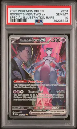2025 POKEMON DRI EN-DESTINED RIVALS #231 TEAM ROCKET'S MEWTWO EX PSA 10 - Image 1