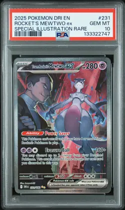 2025 POKEMON DRI EN-DESTINED RIVALS #231 TEAM ROCKET'S MEWTWO EX PSA 10 - Image 1