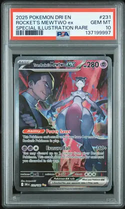 2025 POKEMON DRI EN-DESTINED RIVALS #231 TEAM ROCKET'S MEWTWO EX PSA 10 - Image 1
