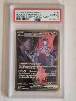 2025 POKEMON DRI EN-DESTINED RIVALS #231 TEAM ROCKET'S MEWTWO EX PSA 10 - Image 1