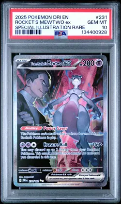 2025 POKEMON DRI EN-DESTINED RIVALS #231 TEAM ROCKET'S MEWTWO EX PSA 10 - Image 1