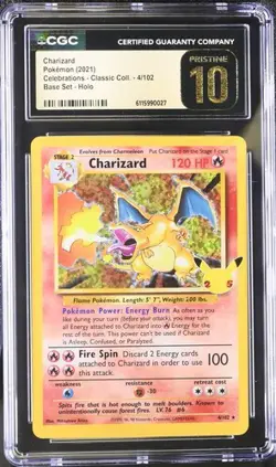 CGC 10 PRISTINE Charizard Holo 4/102 Celebrations Classic Collection Pokemon - Image 1