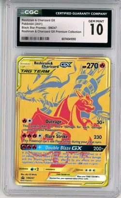 CGC GEM MINT 10 Pokemon TCG Reshiram & Charizard GX SM247 Sm Black Star Promo - Image 1