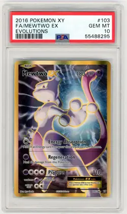 2016 Pokemon XY Evolutions Full Art FA Mewtwo EX 103/108 PSA 10 FA/MEWTWO - Image 1
