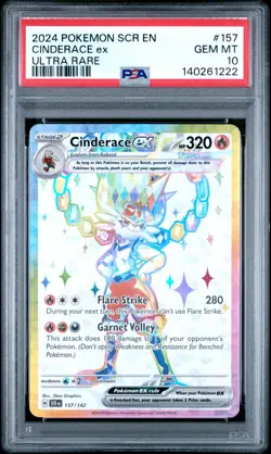 PSA 10 Cinderace EX 157/142 Stellar Crown Pokemon - Image 1