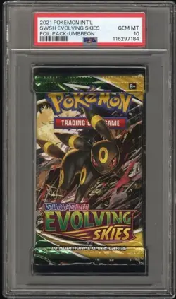 PSA 10 - 2021 Pokemon SWSH Evolving Skies UMBREON Sealed Booster Pack (7184) - Image 1