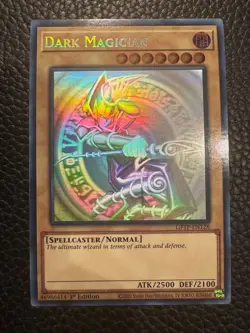 YuGiOh Dark Magician GFTP-EN128 (Ghost Rare) (Excellent) 1st. Edition - Image 1