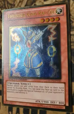 Yugioh 1x Thunder King Rai-Oh GLD3-EN020 Gold Rare Limited Edition Near Mint - Image 3
