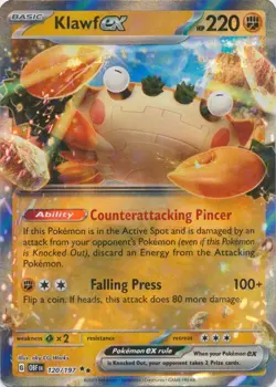 Klawf ex 120/197 Double Rare Obsidian Flames Pokemon TCG - Image 1