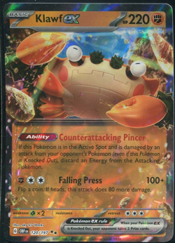 Klawf EX 120/197 S&V Obsidian Flames - Double Rare Half Art- Pokemon TCG Card NM - Image 1