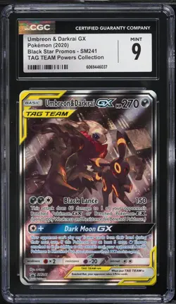 CGC 9 Umbreon & Darkrai GX SM241 Tag Team Powers Black Star Promo 2020 Alt Art - Image 1