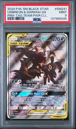 Umbreon Darkrai GX SM241 Tag Team Black Star Promo Holo PSA 9 - Image 1