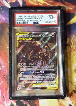 Pokemon Umbreon & Darkrai GX Tag Team SM241 PSA 9 with Midnight GradedGuard - Image 1