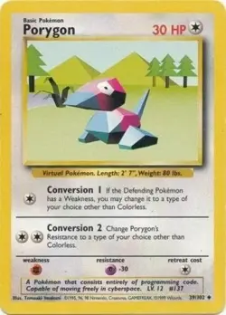 Porygon 39/102 Base Set Pokemon Card MP - Image 1